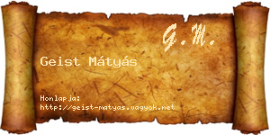 Geist Mátyás névjegykártya